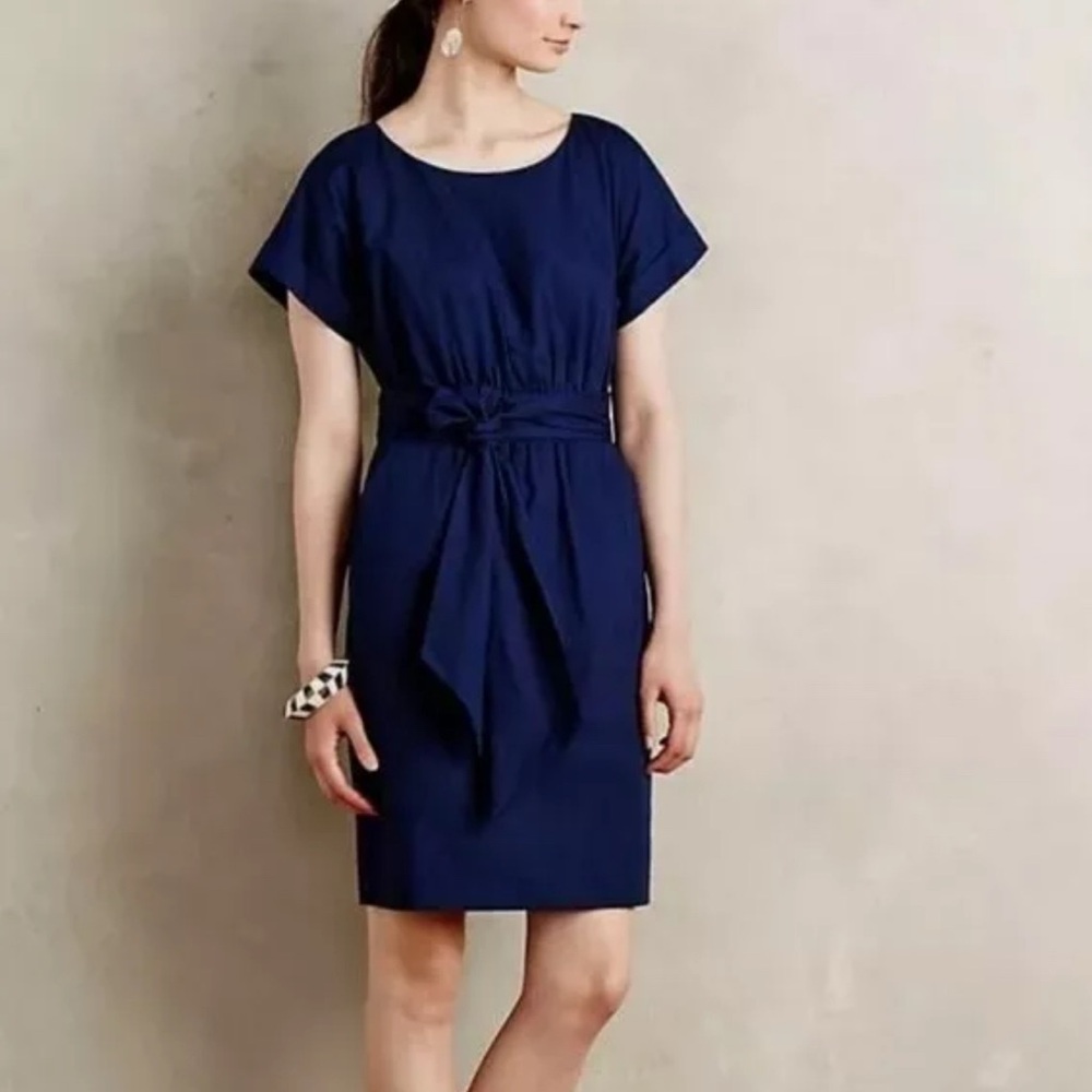 Anthropologie HD in Paris Navy Poplin Dress – Size 4